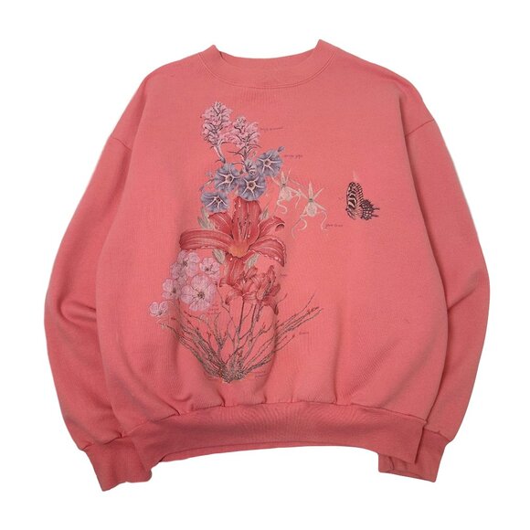 Vintage Harlequin Nature Flowers Art Crewneck M - Picture 1 of 5